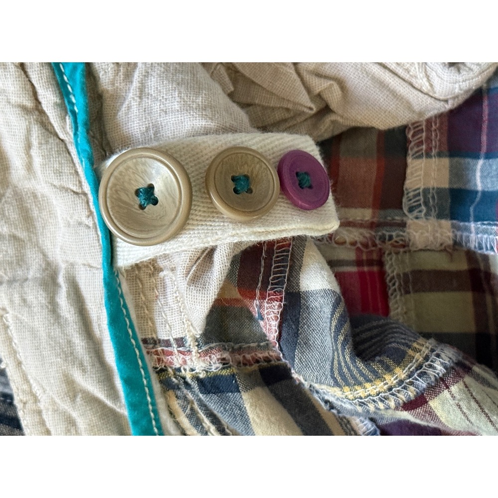 American Eagle Retro 90s Bermuda Shorts Plaid Patchwork Cargo Pink Blue 8 Y2K - Picture 5 of 12
